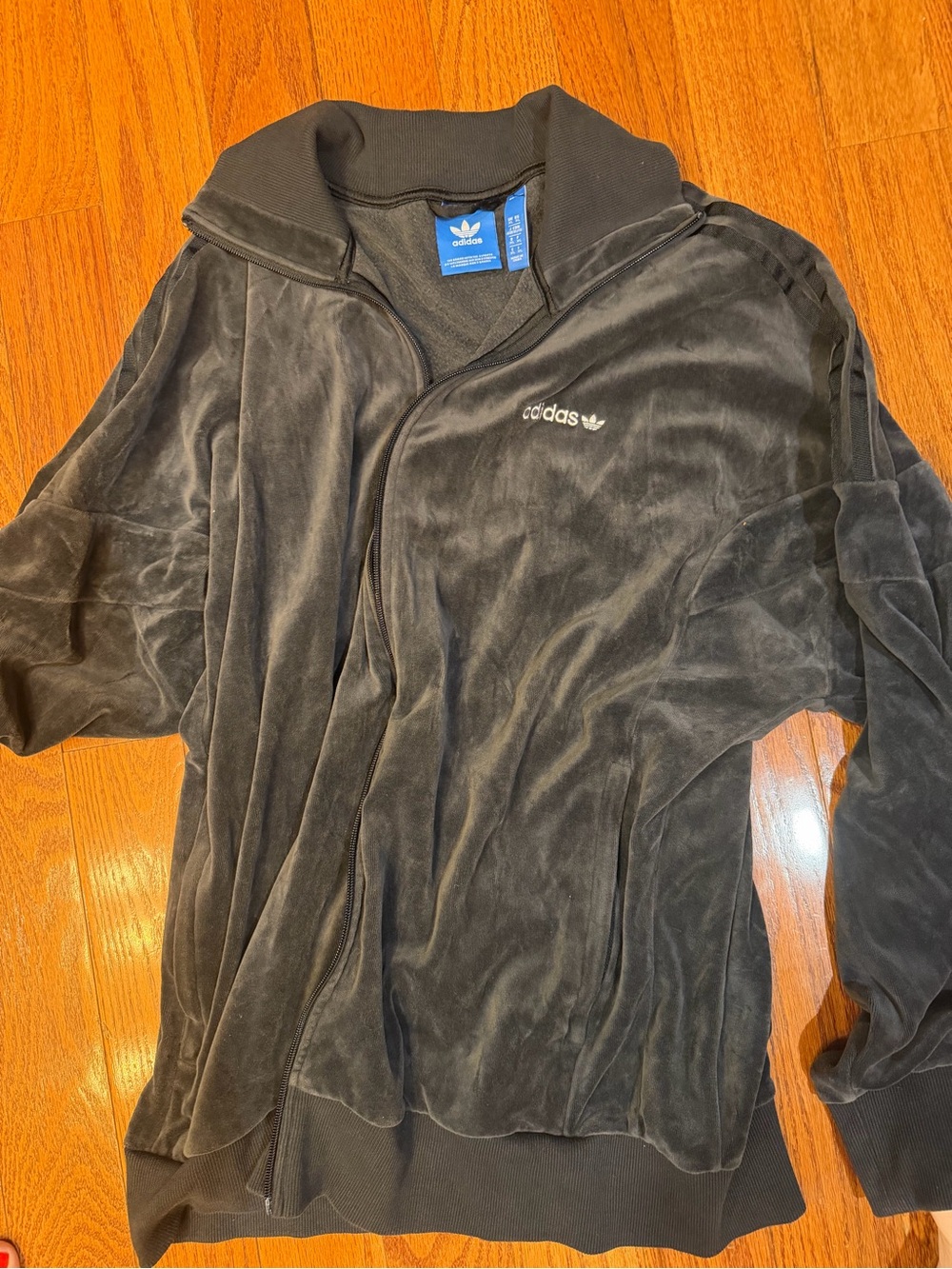 Adidas Men’s Black Velour Track Jacket size XL